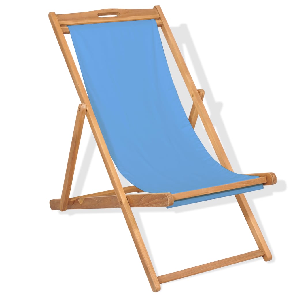 vidaXL Deck Chair Teak 22.1"x41.3"x37.8" Blue