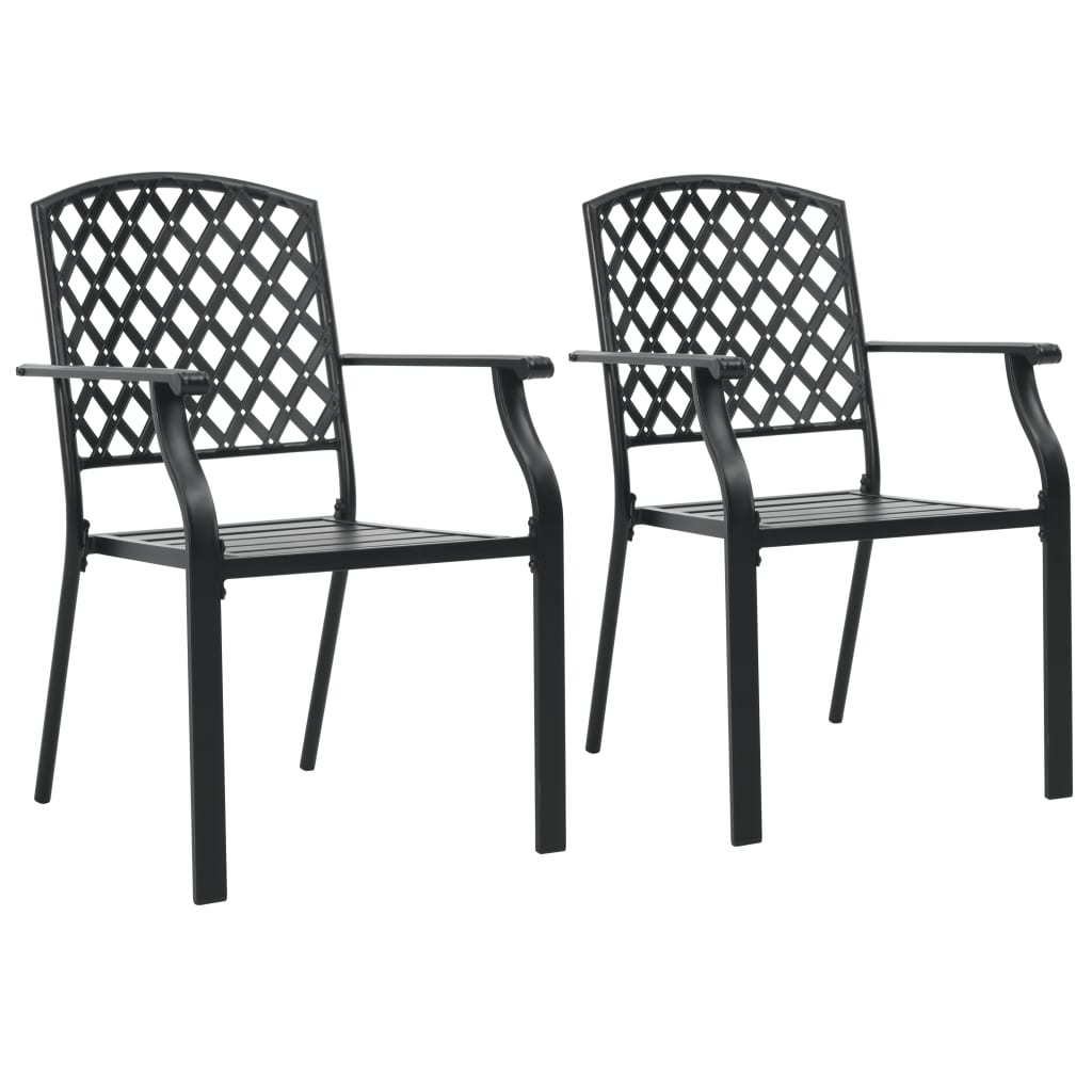 vidaXL Stackable Patio Chairs 2 pcs Steel Black