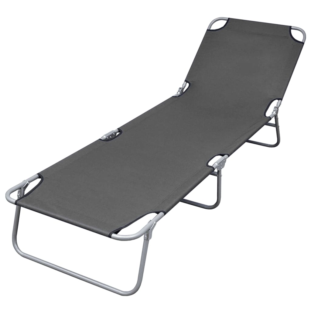 vidaXL Foldable Sunlounger with Adjustable Backrest Gray