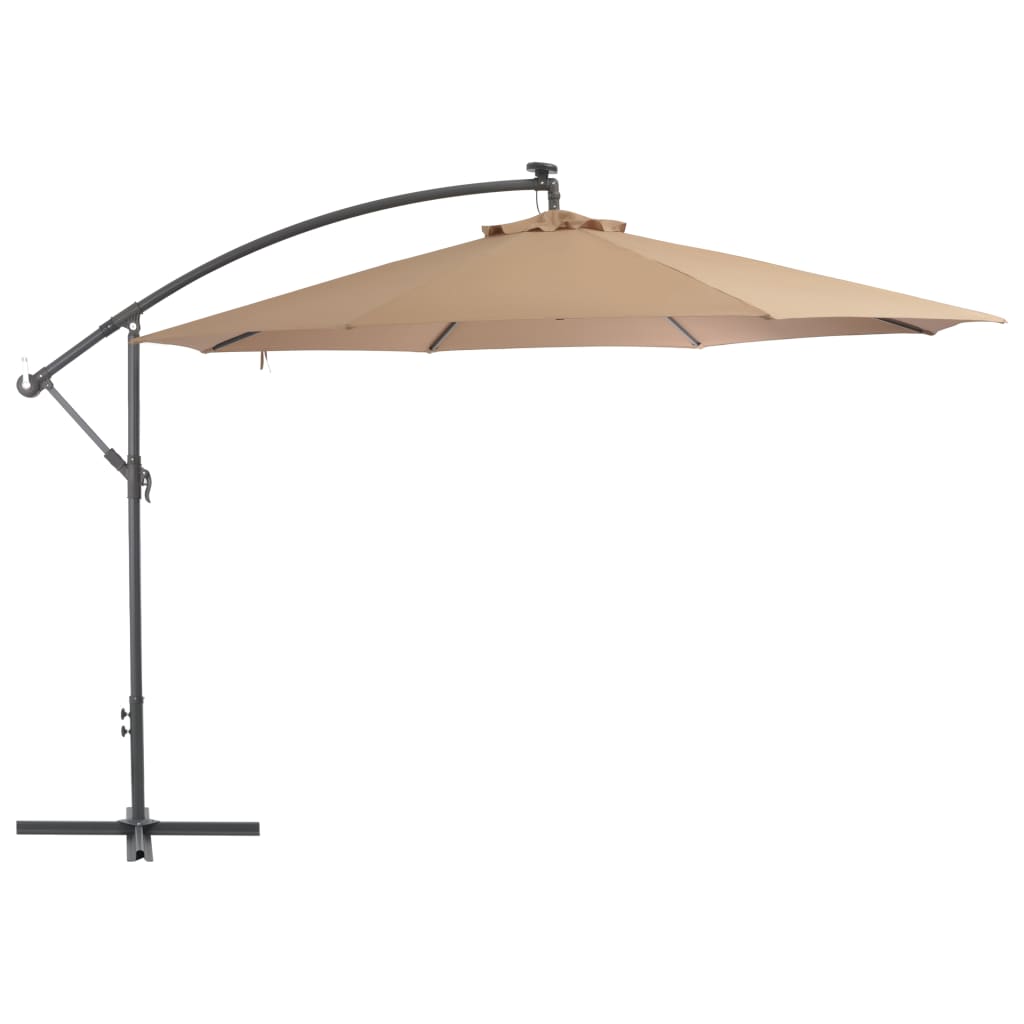 vidaXL Cantilever Umbrella with Aluminum Pole 137.8" Taupe