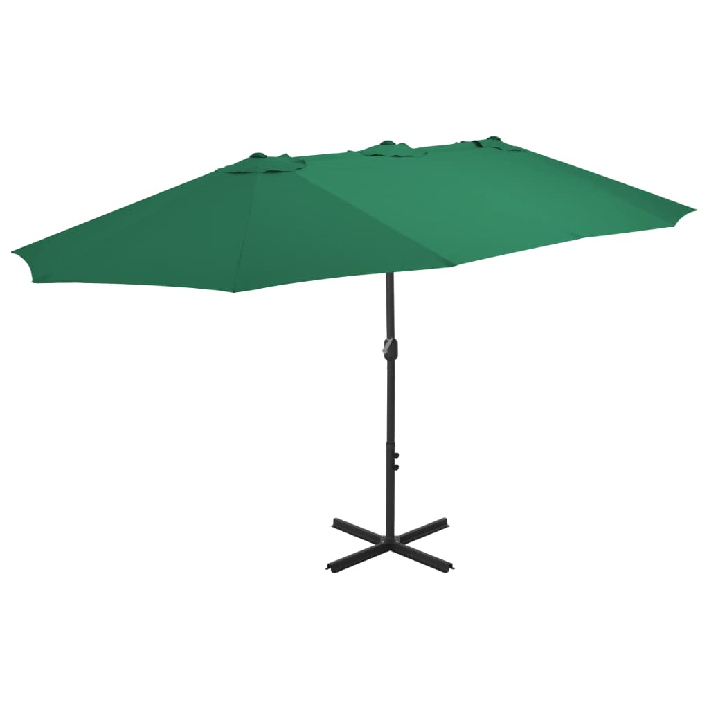 vidaXL Outdoor Parasol with Aluminum Pole 181.1"x106.3" Green