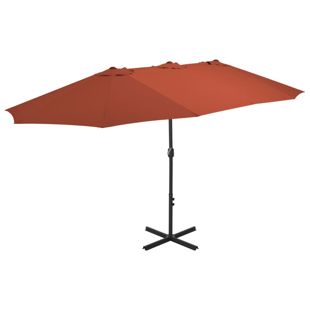 vidaXL Outdoor Parasol with Aluminum Pole 181.1"x106.3" Terracotta