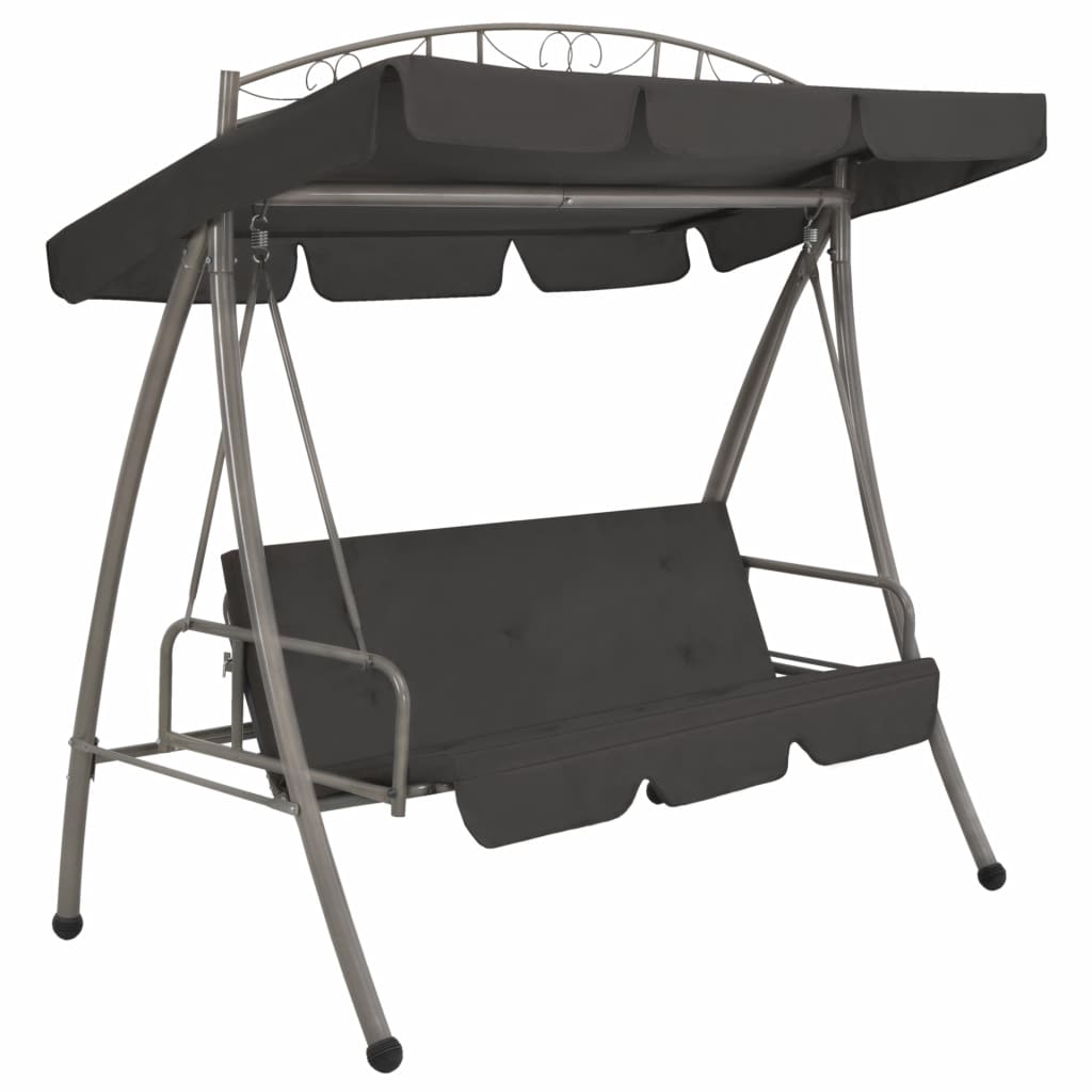 vidaXL Outdoor Convertible Swing Bench with Canopy Anthracite 78"x47.2"x80.7" Steel