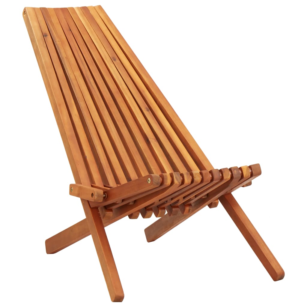 vidaXL Folding Patio Lounge Chair Solid Acacia Wood