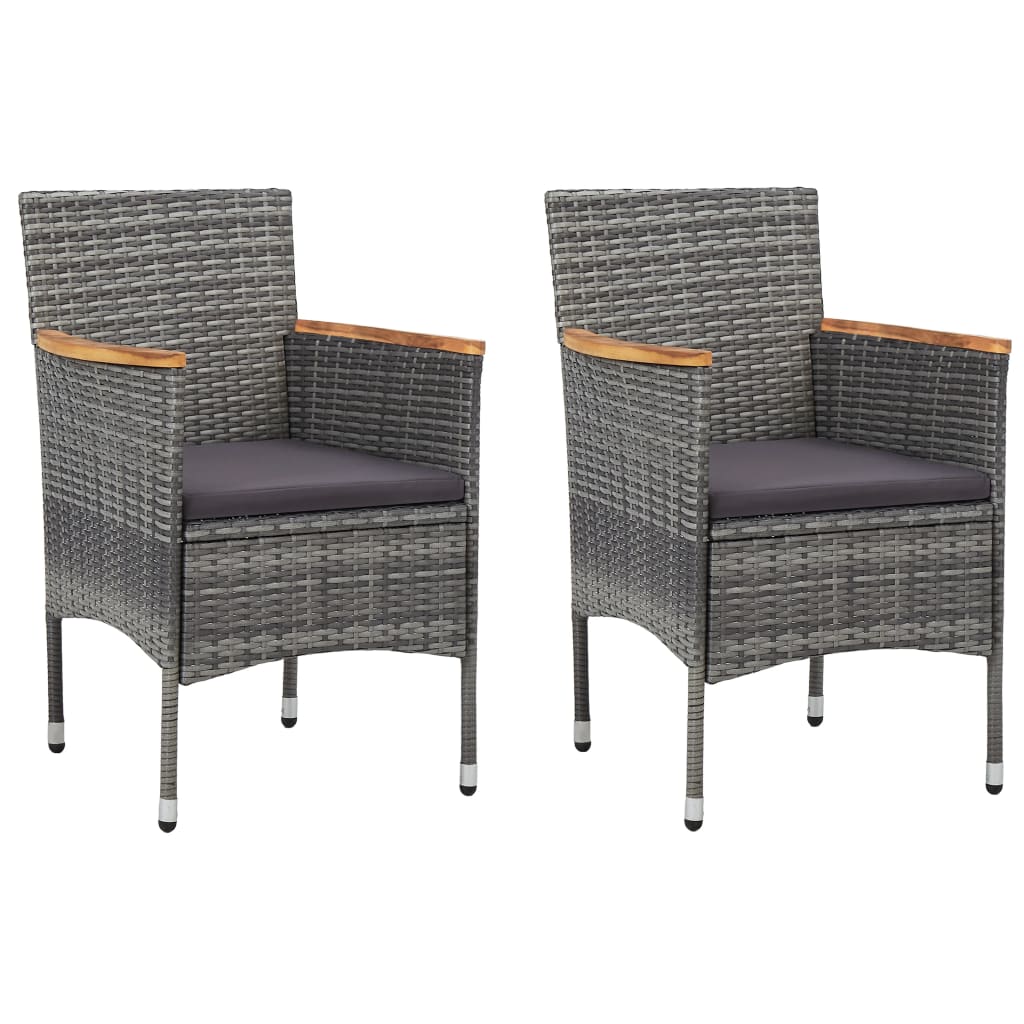 vidaXL Patio Dining Chairs 2 pcs Poly Rattan Gray