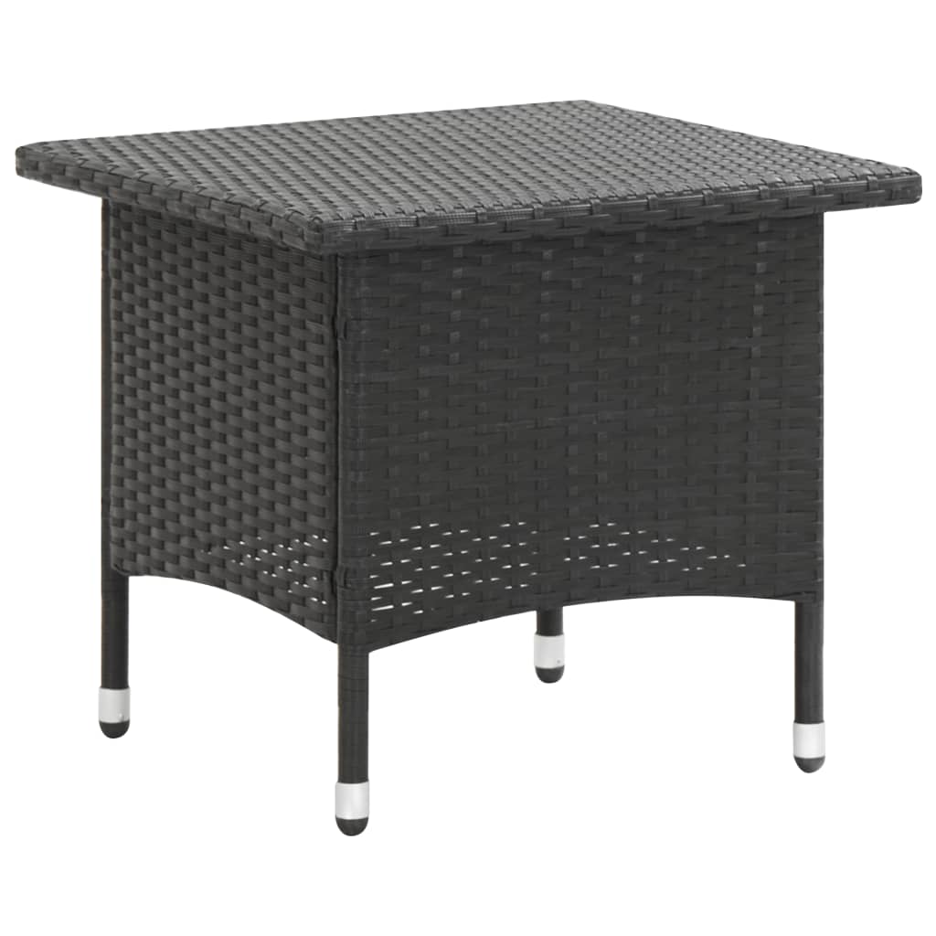 vidaXL Tea Table Black 19.7"x19.7"x18.5" Poly Rattan