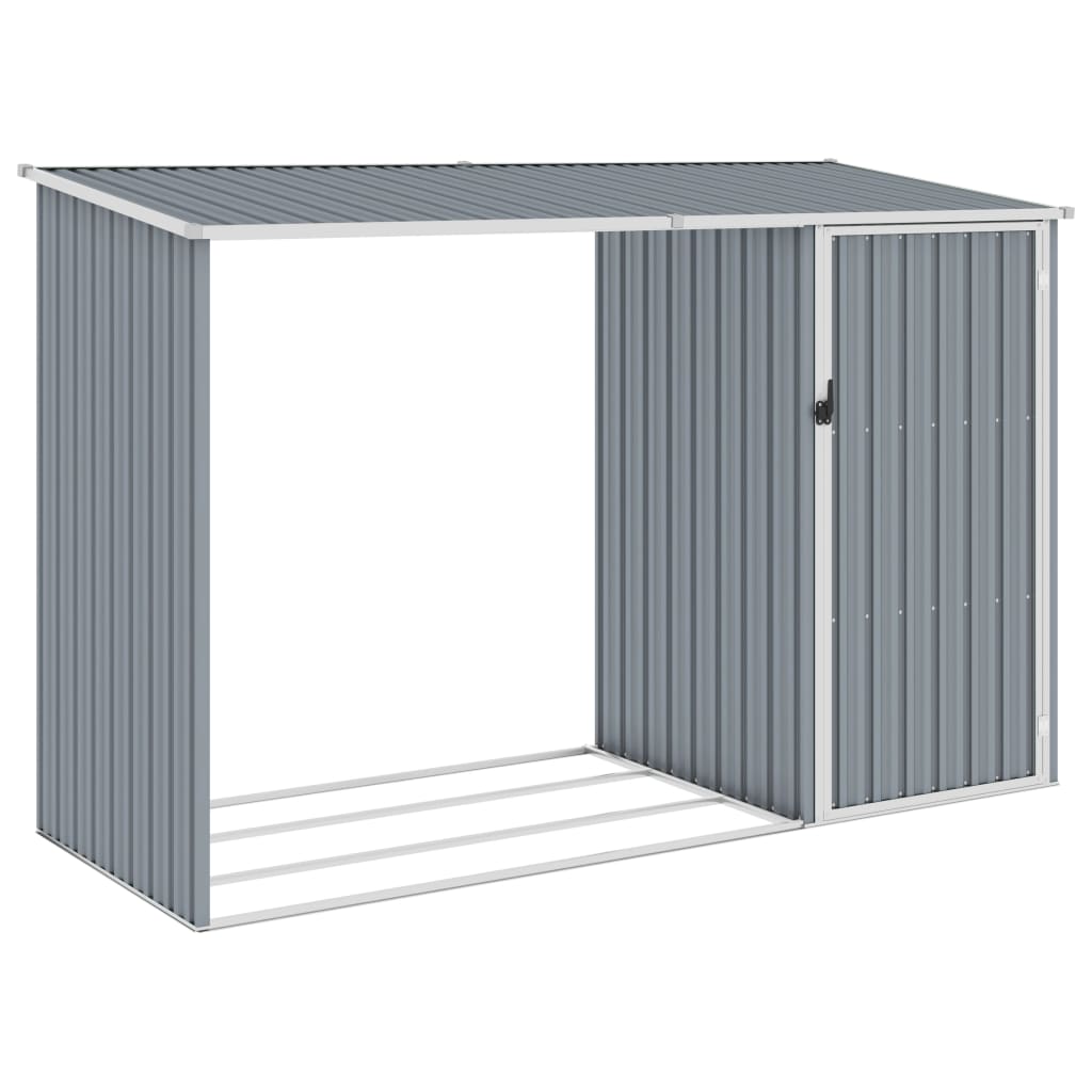 vidaXL Garden Firewood Shed Gray 96.5"x38.6"x62.6" Galvanized Steel