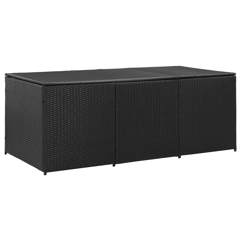 vidaXL Patio Storage Box Poly Rattan 70.8"x35.4"x29.5" Black