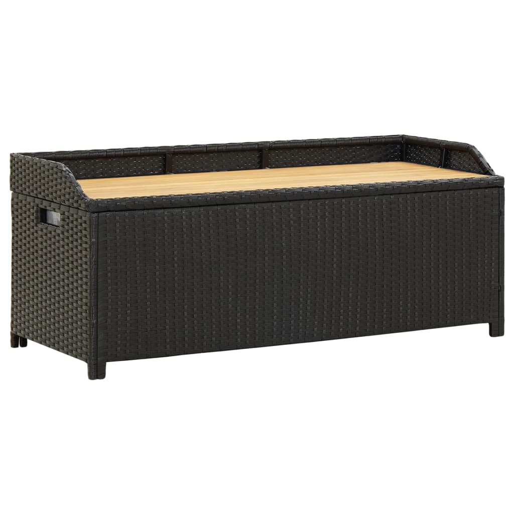 vidaXL Patio Storage Bench 47.2" Poly Rattan Black