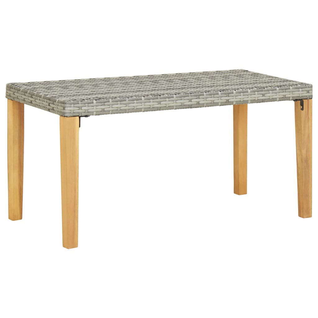 vidaXL Patio Bench 47.2 Gray Poly Rattan and Solid Acacia Wood"