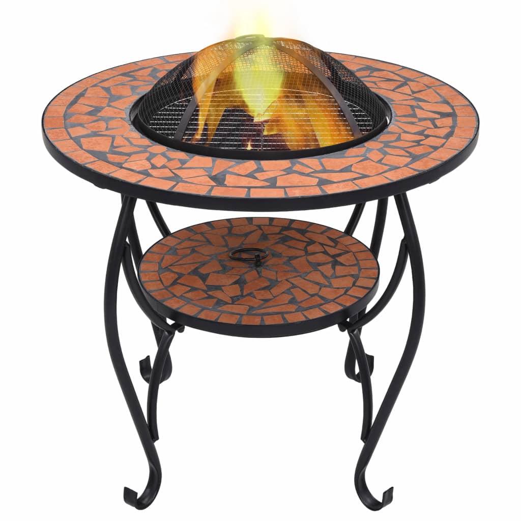 vidaXL Mosaic Fire Pit Table Terracotta 26.8" Ceramic
