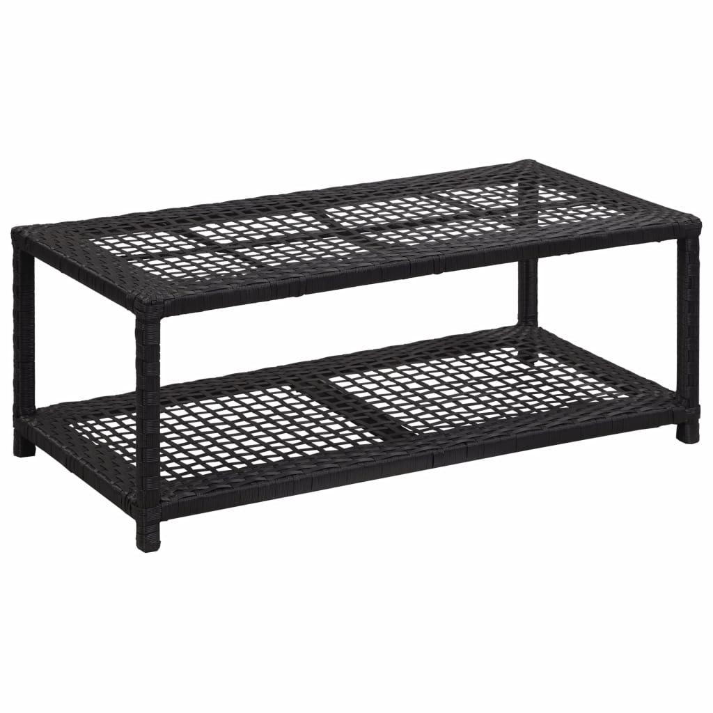 vidaXL Shoe Bench Black 31.5"x15.7"x11.8" Poly Rattan