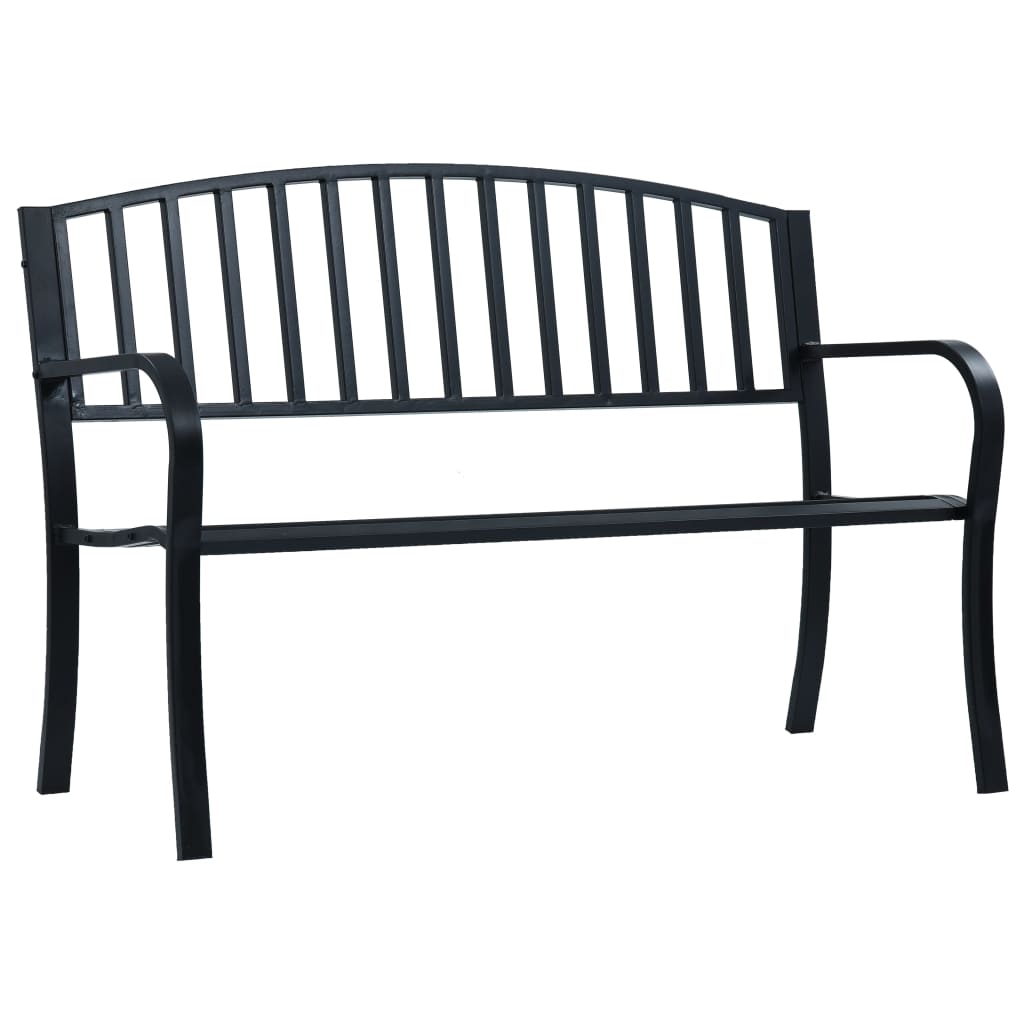 vidaXL Patio Bench 49.2" Black Steel