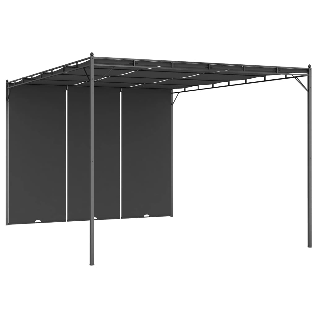 vidaXL Garden Gazebo with Side Curtain 157.5"x118.1"x88.6" Anthracite