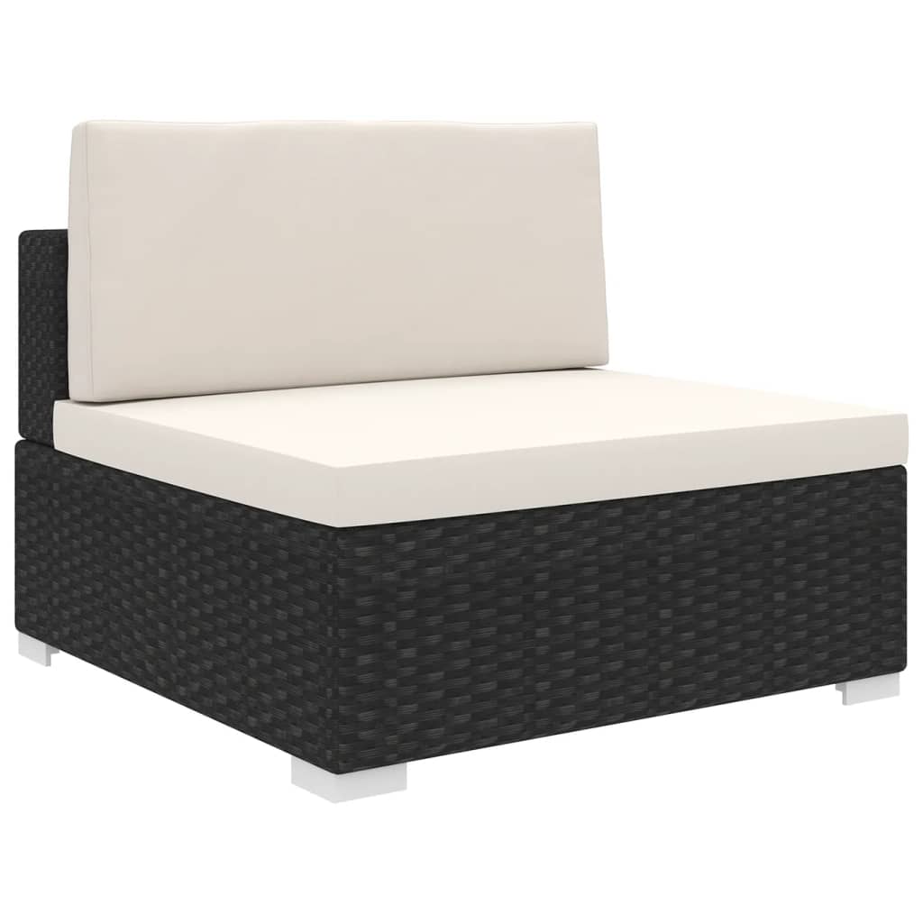 vidaXL Sectional Middle Seat with Cushions Poly Rattan Black