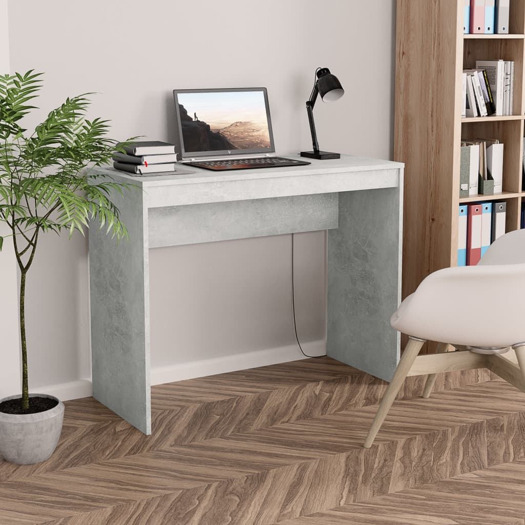 vidaXL Desk Concrete Gray 35.4"x15.7"x28.3" Chipboard