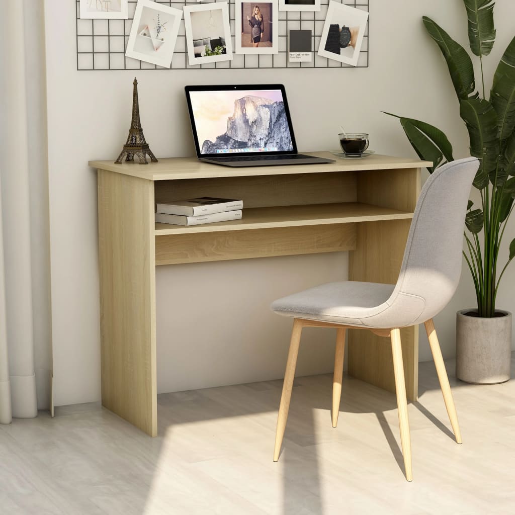 vidaXL Desk Sonoma Oak 35.4"x19.6"x29.1"Chipboard