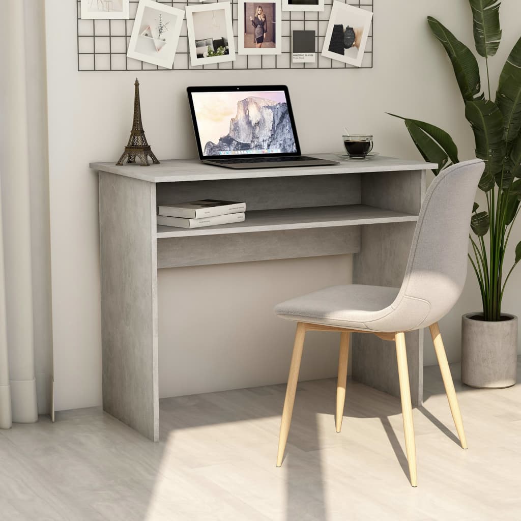 vidaXL Desk Concrete Gray 35.4"x19.6"x29.1"Chipboard