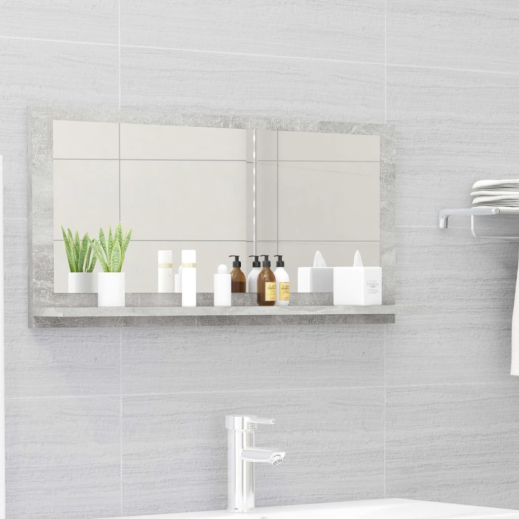 vidaXL Bathroom Mirror Concrete Gray 31.5"x4.1"x14.6" Chipboard