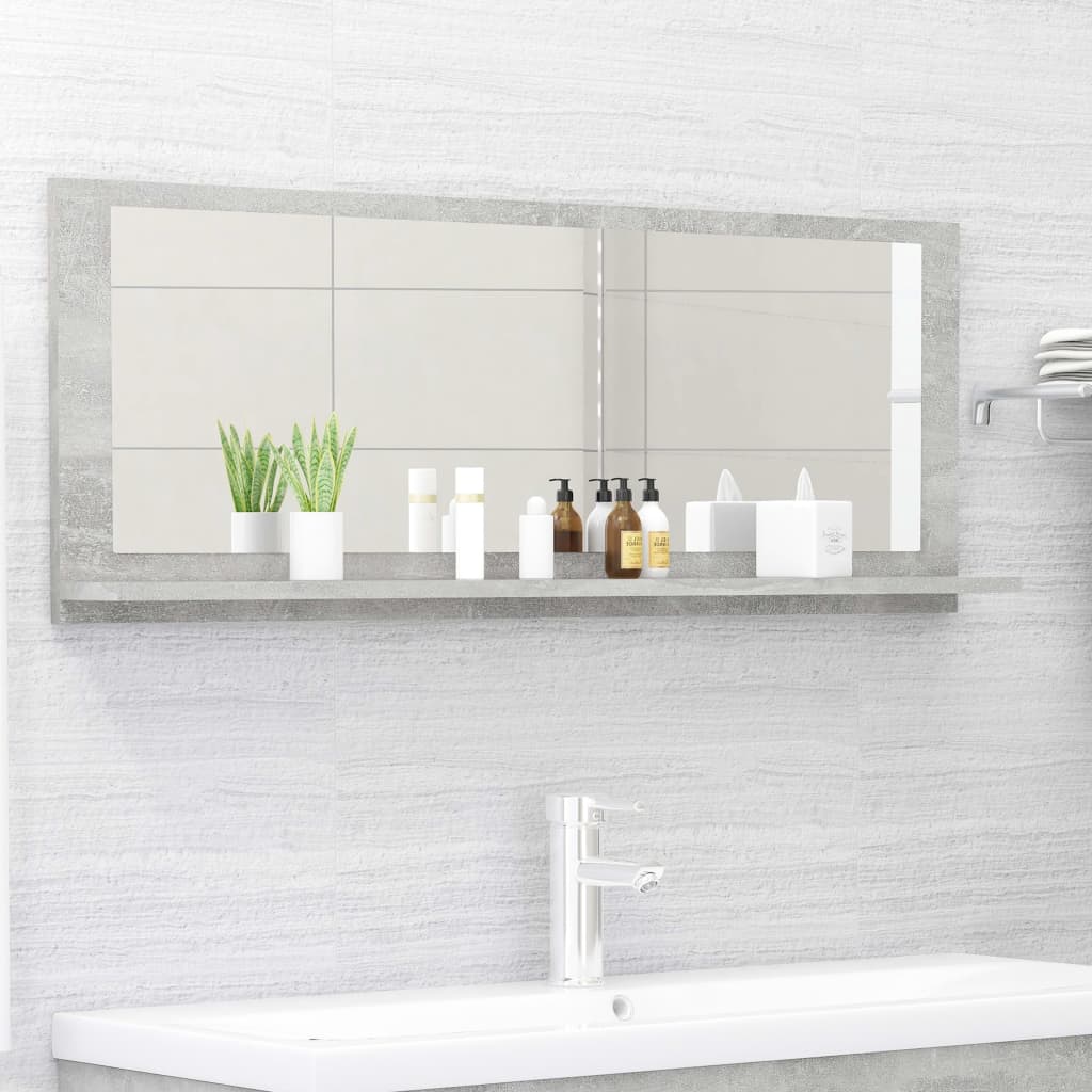 vidaXL Bathroom Mirror Concrete Gray 39.4"x4.1"x14.6" Chipboard