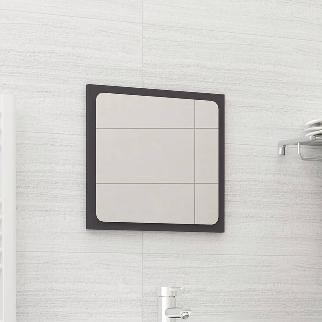 vidaXL Bathroom Mirror Gray 15.7"x0.6"x14.6" Chipboard