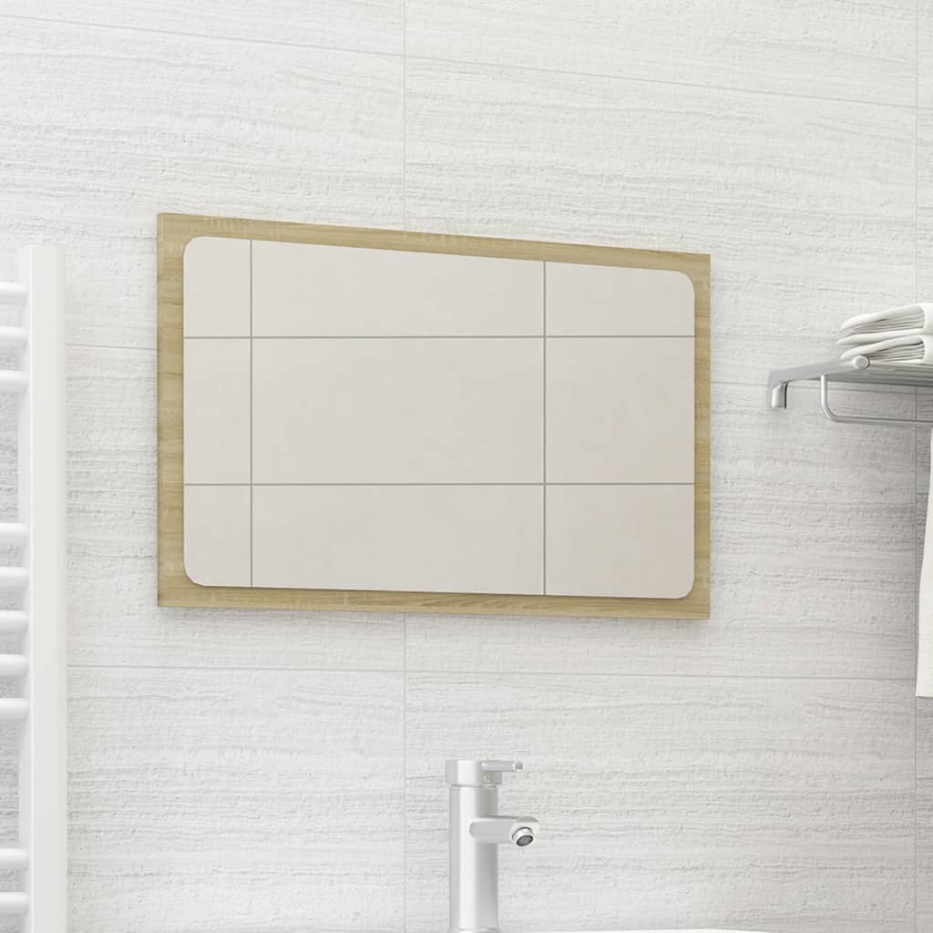 vidaXL Bathroom Mirror Sonoma Oak 23.6"x0.6"x14.6" Chipboard