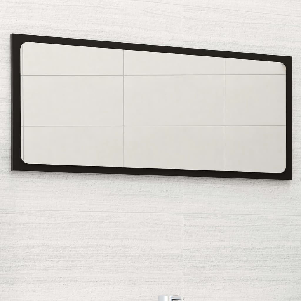 vidaXL Bathroom Mirror Black 31.5"x0.6"x14.6" Chipboard