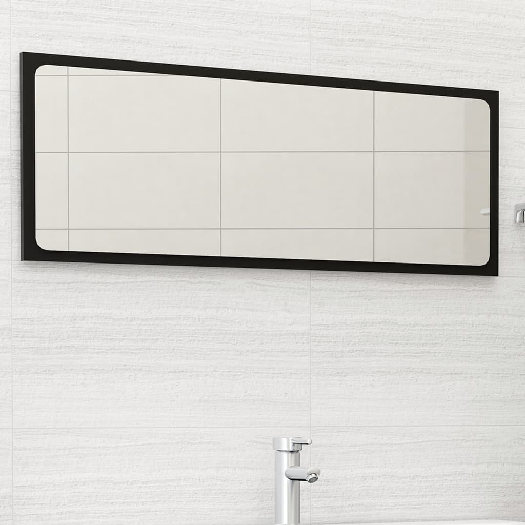 vidaXL Bathroom Mirror Black 39.4"x0.6"x14.6" Chipboard