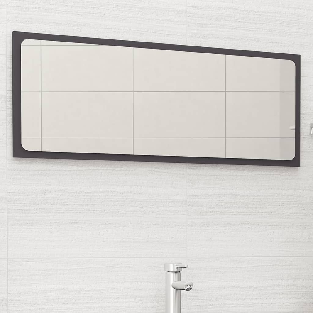 vidaXL Bathroom Mirror Gray 39.4"x0.6"x14.6" Chipboard