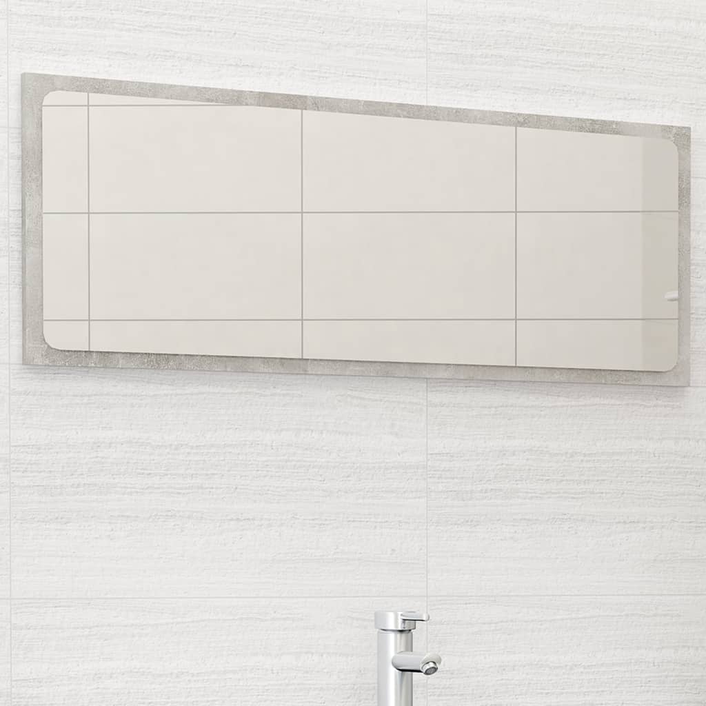 vidaXL Bathroom Mirror Concrete Gray 39.4"x0.6"x14.6" Chipboard