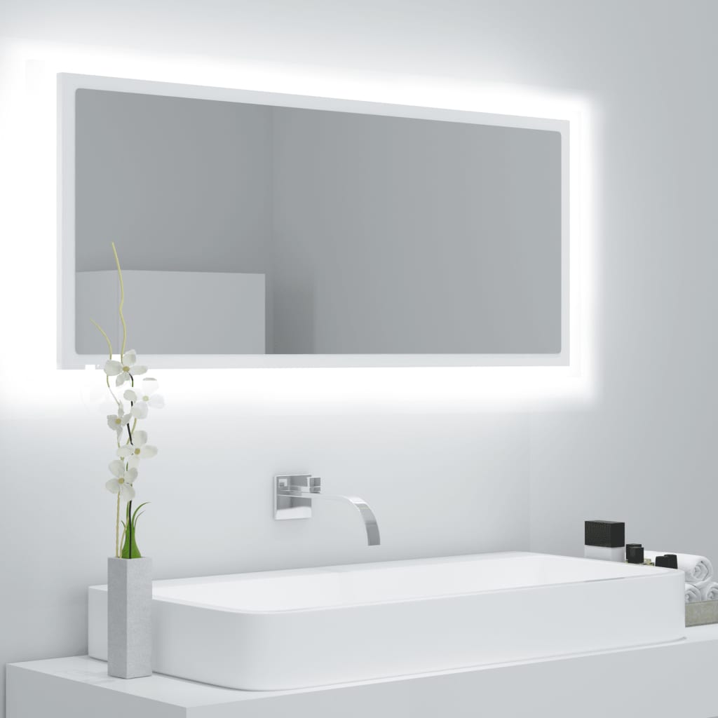 vidaXL LED Bathroom Mirror White 39.4"x3.3"x14.6" Chipboard