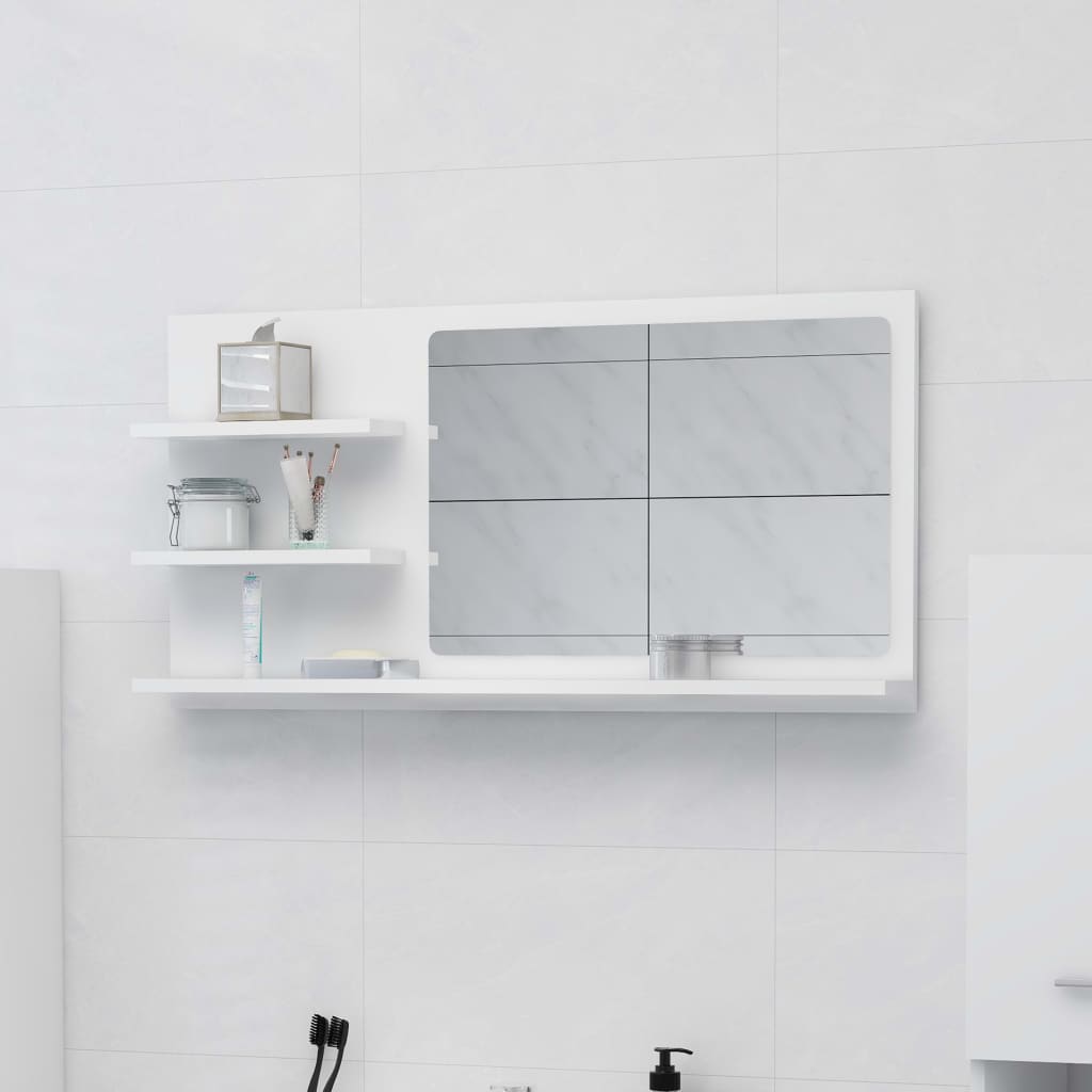 vidaXL Bathroom Mirror White 35.4"x4.1"x17.7" Chipboard