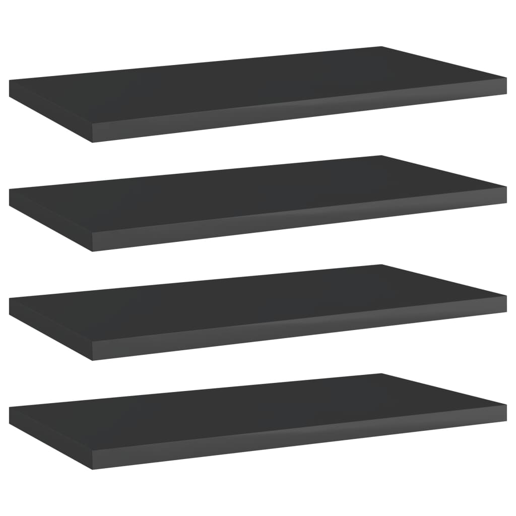 vidaXL Bookshelf Boards 4 pcs High Gloss Black 15.7"x7.9"x0.6" Chipboard