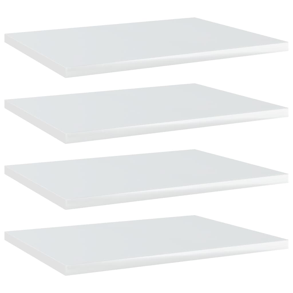 vidaXL Bookshelf Boards 4 pcs High Gloss White 15.7"x11.8"x0.6" Chipboard