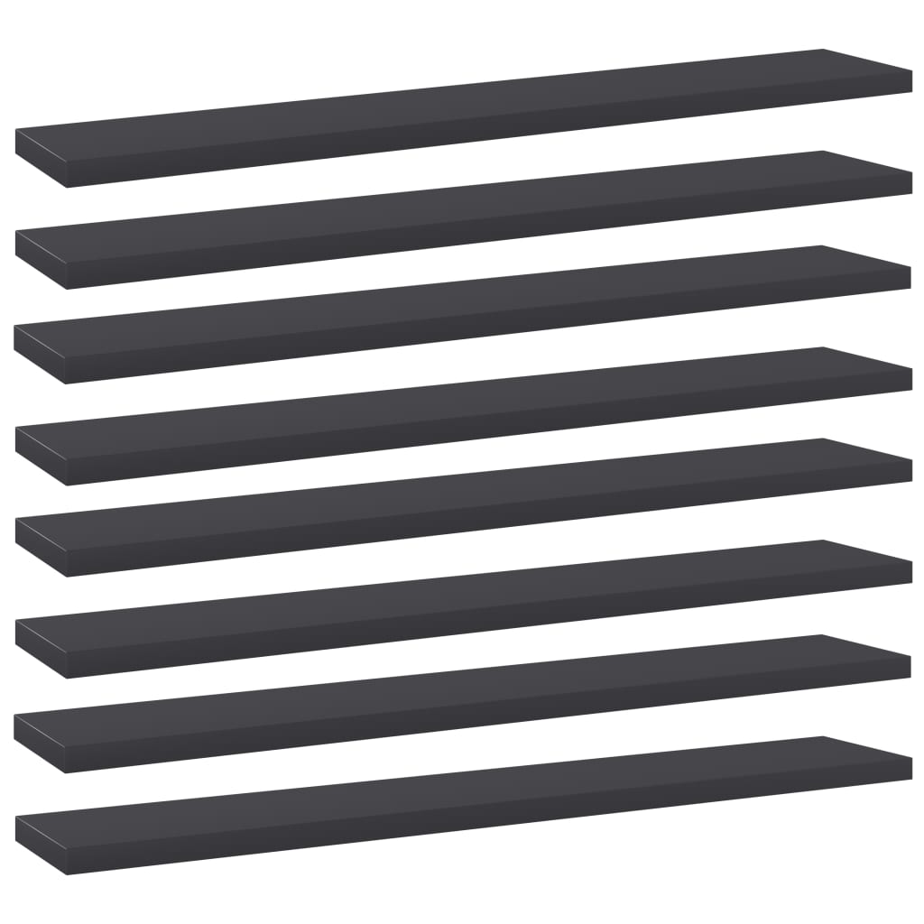 vidaXL Bookshelf Boards 8 pcs Gray 23.6"x3.9"x0.6" Chipboard