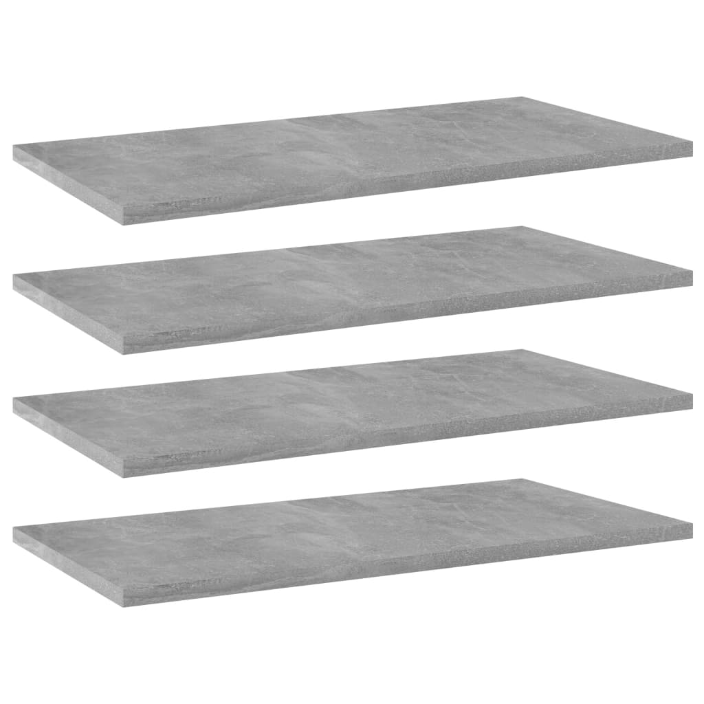 vidaXL Bookshelf Boards 4 pcs Concrete Gray 23.6"x11.8"x0.6" Chipboard