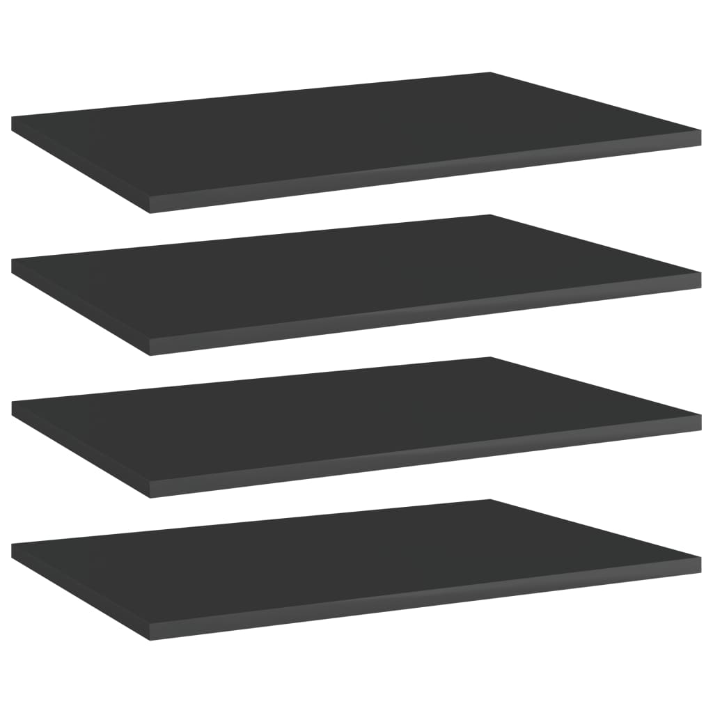 vidaXL Bookshelf Boards 4 pcs High Gloss Black 23.6"x15.7"x0.6" Chipboard