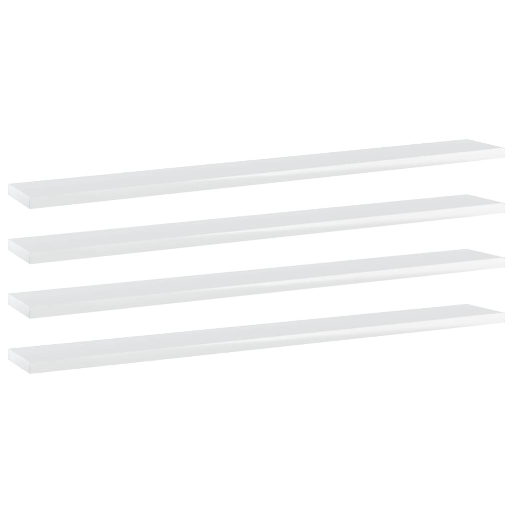 vidaXL Bookshelf Boards 4 pcs High Gloss White 31.5"x3.9"x0.6" Chipboard