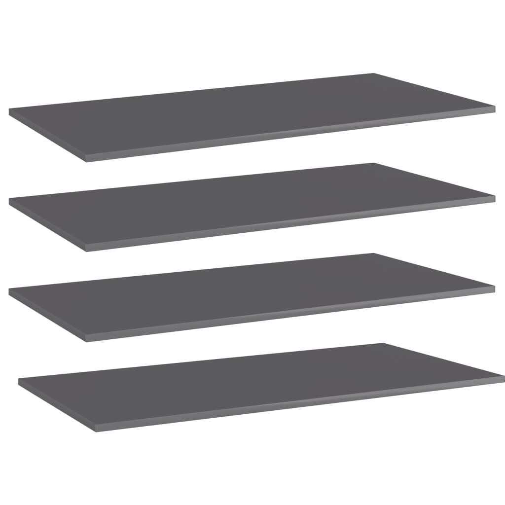 vidaXL Bookshelf Boards 4 pcs High Gloss Gray 31.5"x7.9"x0.6" Chipboard