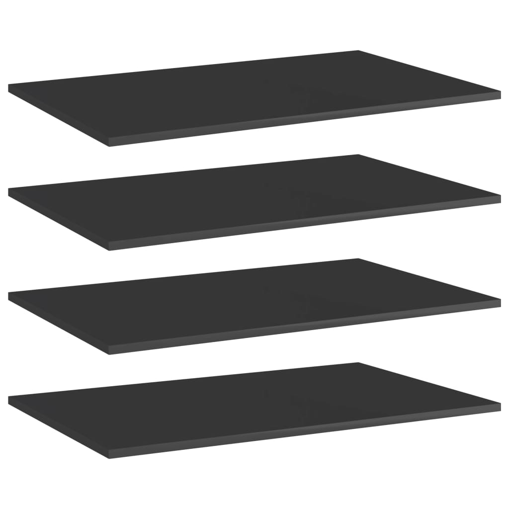 vidaXL Bookshelf Boards 4 pcs High Gloss Black 31.5"x19.7"x0.6" Chipboard