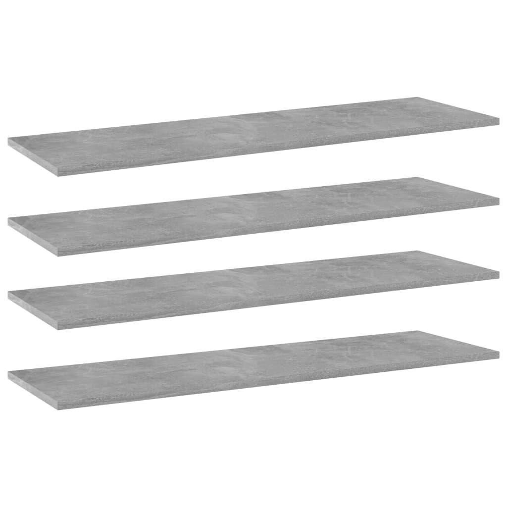 vidaXL Bookshelf Boards 4 pcs Concrete Gray 39.4"x11.8"x0.6" Chipboard