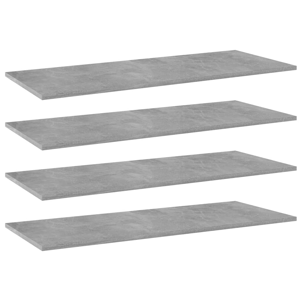 vidaXL Bookshelf Boards 4 pcs Concrete Gray 39.4"x15.7"x0.6" Chipboard