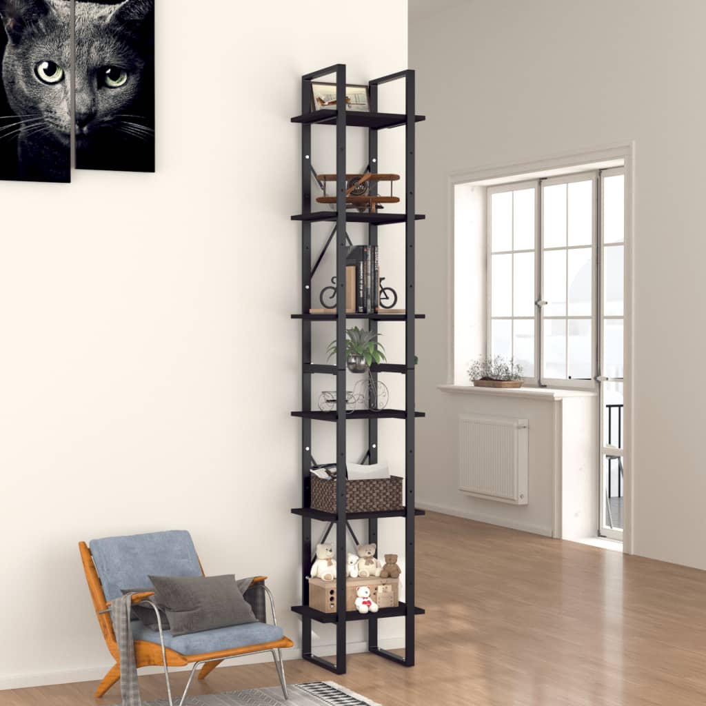 vidaXL 6-Tier Book Cabinet Black 15.7"x11.8"x82.7" Chipboard