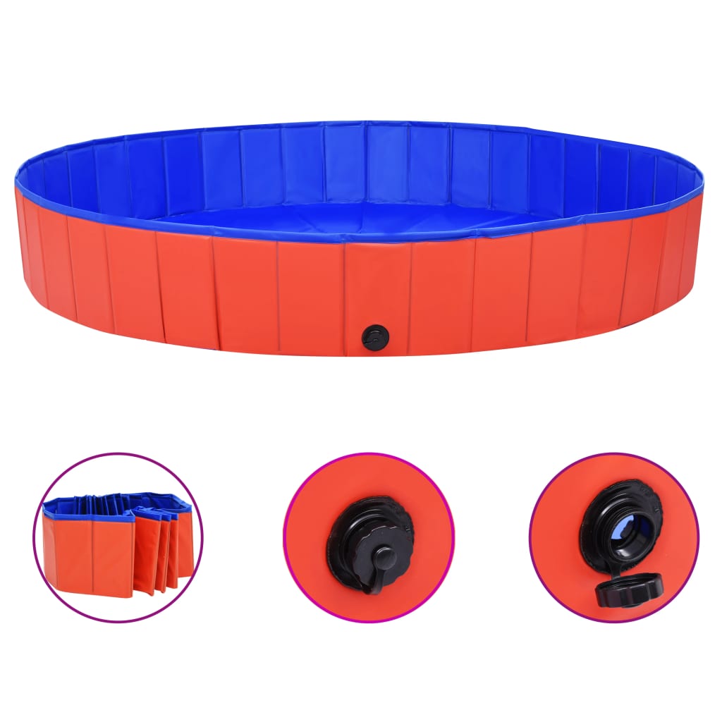 vidaXL Foldable Dog Swimming Pool Red 78.7"x11.8" PVC