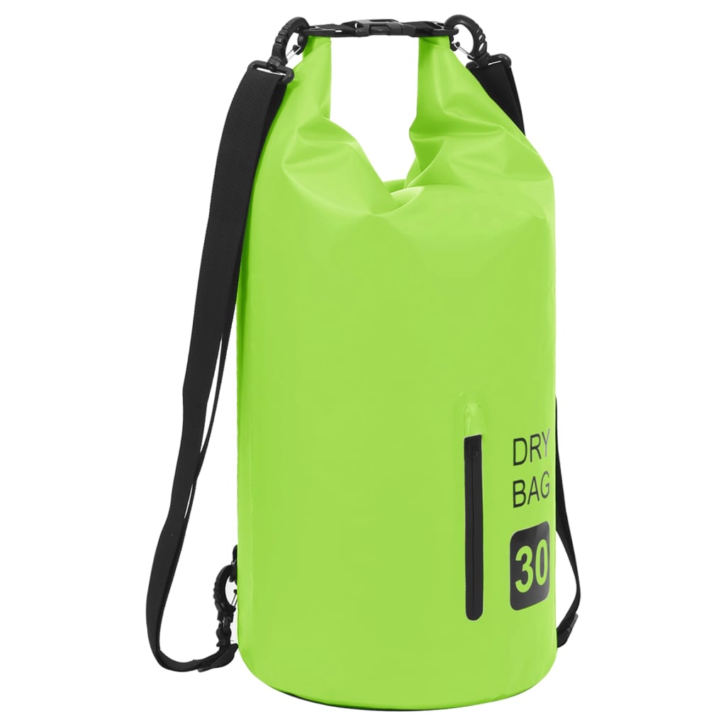 vidaXL Dry Bag with Zipper Green 7.9 gal PVC