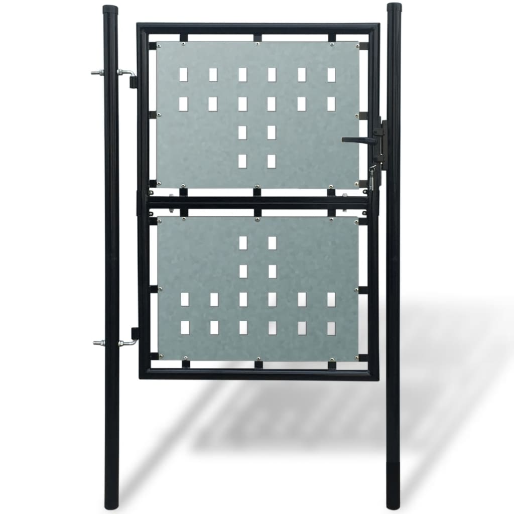 vidaXL Black Single Door Fence Gate 39.4"x68.9"