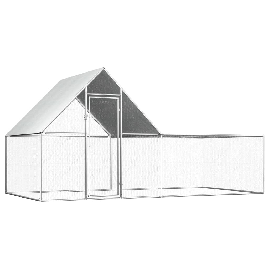 vidaXL Chicken Coop 13.1'x6.6'x6.6' Galvanized Steel