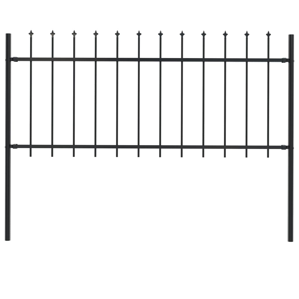 vidaXL Garden Fence with Spear Top Steel 66.9"x31.5" Black