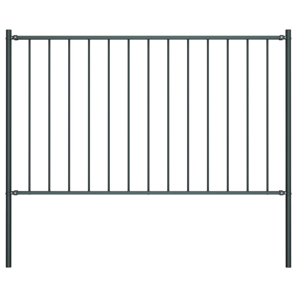 vidaXL Fence Panel with Posts Powder-coated Steel 5.6'x2.5' Anthracite