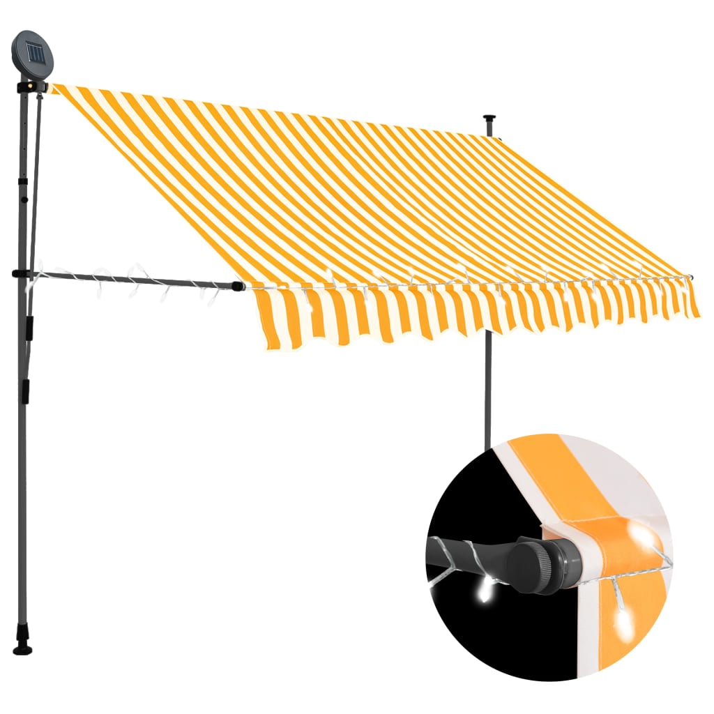 vidaXL Manual Retractable Awning with LED 118.1" White and Orange